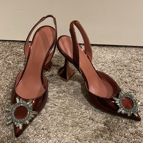 Amina Muaddi Shoes - AMINA MUADDI Begum Sling Heels in Brown